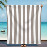 Serviette de plage imprimée microfibre - Rayada Taupe - 140x170cm - 220g/m² - Taille XL