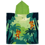 Poncho de plage enfant en microfibre junglia 60×120 cm 100% 250 g/m², motif jungle Idéal pour la plage et la piscine, séchage ultra-rapide et peu encombrant.