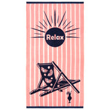 Serviette de plage éponge velours Jacquard - Relax - 90x170cm - 400g/m² - Taille L