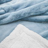 Plaid Cocoon Bleu gris 130x170cm, imitation lapin 610g/m², douceur et chaleur pour un confort cosy pour votre intérieur