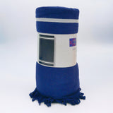 fouta doublée éponge caraïbes bleu marine 90x170 cm, 100 % coton 340 g/m², épaisse et absorbante, idéale pour la plage, piscine ou salle de bain et en paréo.
