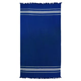 fouta doublée éponge caraïbes bleu marine 90x170 cm, 100 % coton 340 g/m², épaisse et absorbante, idéale pour la plage, piscine ou salle de bain et en paréo