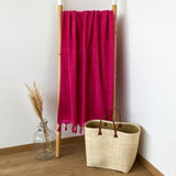 fouta doublée éponge hammam fuchsia 90x160 cm,ou XL 140x180cm 100 % coton 330 g/m², épaisse et absorbante, idéale pour la plage, piscine ou salle de bain et en paréo