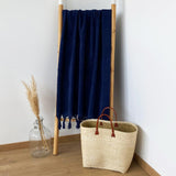 fouta doublée éponge hammam navy 90x160 cm, ou XL 140x180cm 100 % coton 330 g/m², épaisse et absorbante, idéale pour la plage, piscine ou salle de bain et en paréo.
