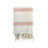 fouta plate traditionnelle calliope orange 100x200 cm ou 200x200cm coton 190 g/m², absorbante, légère et peu encombrante pour la plage ou la maison. se transforme en paréo