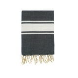 fouta plate traditionnelle kozo bleu marine 100x200 cm, coton 190 g/m², absorbante, légère et peu encombrante pour la plage ou la maison. se transforme en paréo.