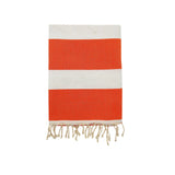 fouta plate traditionnelle transat orange 100x200 cm, coton 190 g/m², absorbante, légère et peu encombrante pour la plage ou la maison. se transforme en paréo
