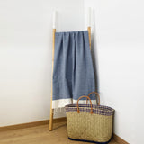 fouta traditionnelle nid d’abeille athena bleu marine 100x200 cm ou 200x200 cm 100 % coton 190 g/m², absorbante, légère et peu encombrante pour la plage ou la maison. Se transforme en paréo