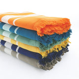 fouta doublée éponge caraïbes 90x170 cm, 100 % coton 340 g/m², épaisse et absorbante, idéale pour la plage, piscine ou salle de bain et en paréo