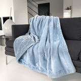 plaid cozy bleu gris 130x170 cm, ultra doux 760g/m², idéal pour chaleur, confort et déco dans toute la maison