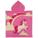 Poncho de plage enfant en microfibre fairy rose 60x120cm 100 % polyester 250g/m² motif licorne, idéal plage et piscine, séchage ultra rapide, peu encombrant