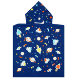 poncho de plage enfant en microfibre galaxy 60x120cm 250g/m² motifs imprimés, idéal plage et piscine, séchage rapide, peu encombrant
