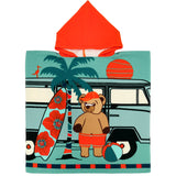 Poncho de plage enfant en microfibre surfista 60x120cm 250g/m² motifs imprimés, idéal plage et piscine, séchage rapide, peu encombrant