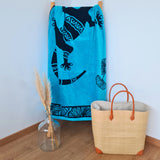 serviette de plage éponge velours jacquard bradford L 90x170cm en coton 400g/m² douce et absorbante, idéale plage et piscine.