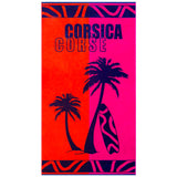serviette de plage éponge velours jacquard multicolore calvi 90x170 cm 400g/m² motif Corsica douce et absorbante, idéale pour la piscine ou la plage