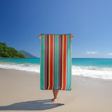 serviette de plage éponge velours Jacquard capsud multicolore 100x175 470g/m² douce et absorbante, idéale plage, piscine et sport.