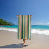 serviette de plage éponge velours jacquard multicolore dalia 100x175 470g/m² douce et absorbante, idéale plage, piscine et sport.