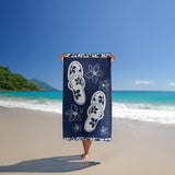 serviette de plage éponge velours jacquard patong 100x175 470g/m² douce et absorbante, idéale plage, piscine ou sport.