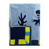 serviette de plage éponge velours jacquard pogona L 100x175 cm en coton 470 g/m² douce et absorbante, idéale plage et piscine.