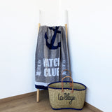 serviette de plage éponge velours jacquard yacht club L 95x100cm en coton 440/470g/m² douce et absorbante, idéale plage et piscine