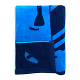 serviette de plage éponge velours jacquard lombok bleu 90x170cm 400g/m² 100% coton, douce et absorbante, format généreux, idéale plage, piscine ou détente.