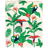 serviette de plage microfibre multicolore toucan 140x170 cm 220g/m² motifs fleurs douce et absorbante, idéale pour la piscine ou la plage,