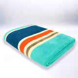 serviette de plage XL éponge velours Jacquard bleu cabrera 140x180 cm 400g/m² douce, absorbante et idéale pour plage et piscine.