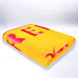 serviette de plage malta XL éponge velours jacquard jaune 140x180 cm 400g/m² douce et très absorbante, idéale plage et piscine ou pique-nique.