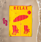 serviette de plage malta XL éponge velours jacquard Jaune 140x180 cm 400g/m² douce et très absorbante, idéale plage et piscine ou pique-nique.