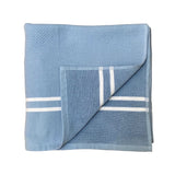 Fouta coton doublée éponge Waffle bleu gris 90x170cm 355gm² 100 % coton, absorbante et légère, séchage rapide, idéale plage, piscine ou salle de bain.