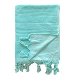 zoom fouta doublée éponge hammam aqua 90x160 cm, ou XL 140x180cm 100 % coton 330 g/m², épaisse et absorbante, idéale pour la plage, piscine ou salle de bain et en paréo