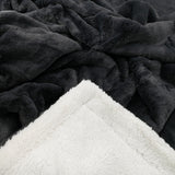 zoom plaid cocoon anthracite 130x170cm, recto imitation lapin et verso mouton 610g/m², ultra doux pour un confort chaleureux