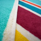 zoom serviette de plage éponge velours jacquard multicolore 100x175 470g/m² douce, absorbante, parfaite plage, piscine ou sport