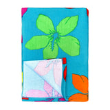 zoom serviette de plage microfibre multicolore blooming 90x170 cm 220g/m² motifs fleurs douce et absorbante, idéale pour la piscine ou la plage
