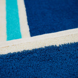 zoom serviette de plage éponge velours Jacquard Zamora bleu 100x175cm 100% coton 470g/m² douce et absorbante, parfaite pour plage, piscine ou sport