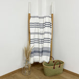 fouta doublée éponge karabuk navy 140x180 cm, XL 100 % coton 380 g/m², épaisse et absorbante, idéale pour la plage, piscine ou salle de bain et en paréo