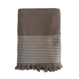 fouta doublée éponge paski taupe taille XL 140x180 cm, 100 % coton, 300 g/m², épaisse et absorbante, idéale pour la plage, piscine ou salle de bain et en paréo.