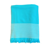 fouta doublée éponge paski turquoise taille XL 140x180 cm, 100 % coton, 300 g/m², épaisse et absorbante, idéale pour la plage, piscine ou salle de bain et en paréo.