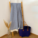 fouta traditionnelle nid d’abeille yadara royal 100x200 cm ou 200x200cm 100 % coton 190 g/m², absorbante, légère et peu encombrante pour la plage ou la maison. Se transforme en paréo