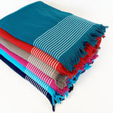 fouta coton doublée éponge paski taille 90x170 cm ou XL 140x180 cm, 100 % coton, 300 g/m², épaisse et absorbante, idéale pour la plage, piscine ou salle de bain et en paréo.
