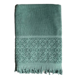 serviette de bain éponge velours unie ciselée romance fougere 90x170 cm, 100 % coton, 460 g/m², légère et absorbante, idéale salle de bain, piscine et plage