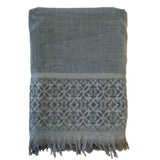 serviette de bain éponge velours unie ciselée romance grise 90x170 cm, 100 % coton, 460 g/m², légère et absorbante, idéale salle de bain, piscine et plage