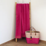 serviette de bain éponge velours unie shady fuchsia 90x160 cm, 100 % coton, 370 g/m², légère et absorbante, idéale salle de bain, piscine et plage