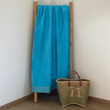 serviette de bain éponge velours unie shady turquoise 90x160 cm, 100 % coton, 370 g/m², légère et absorbante, idéale salle de bain, piscine et plage