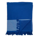 zoom fouta doublée éponge paski navy 90x170 cm, ou XL 140x180cm 100 % coton 300 g/m², épaisse et absorbante, idéale pour la plage, piscine ou salle de bain et en paréo.