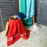 Fouta coton doublée éponge Waffle 90x170cm 355gm², doublée éponge, absorbante et légère. Style gaufré déco, séchage rapide. Idéale salle de bain, plage et piscine.