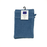 Gant bleu en éponge bouclette 100 % coton  douceur, absorbance et confort pour le lavage quotidien, idéaux pour toute la famille.