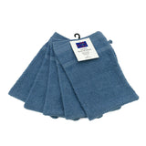 Gants bleu en éponge bouclette 100 % coton douceur, absorbance et confort pour le lavage quotidien, idéaux pour toute la famille.