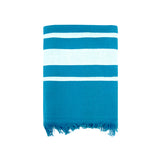 fouta doublée éponge caraïbes bleu 90x170 cm, 100 % coton 340 g/m², épaisse et absorbante, idéale pour la plage, piscine ou salle de bain et en paréo. 