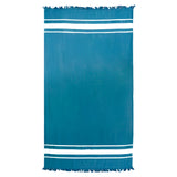 fouta doublée éponge caraïbes bleu 90x170 cm, 100 % coton 340 g/m², épaisse et absorbante, idéale pour la plage, piscine ou salle de bain et en paréo
